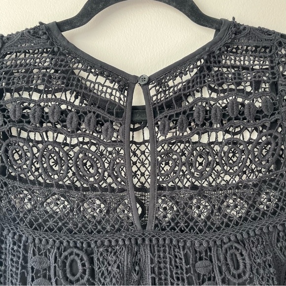 Anthropologie Maeve Women’s XS Elegant Black Crochet Midi Dress Cottagecore - Picture 7 of 10